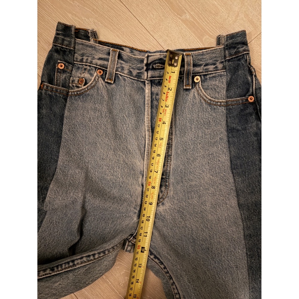 EB Denim Reconstructed Two Tone Levi's High Waisted Straight Leg Jeans 27 - Picture 15 of 15